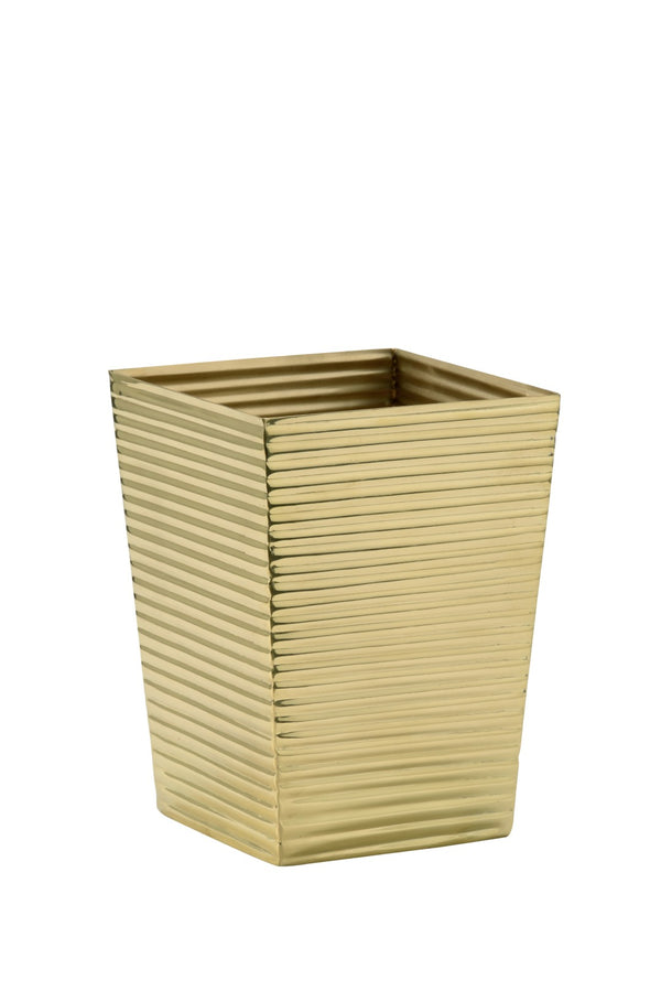 Chelsea House Carson Polished Brass Wastebasket With Ribbed Texture — Timeless 10" Cylinder For Luxe Bathrooms 385072