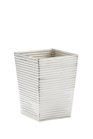 Chelsea House Carson Ribbed Silver Wastebasket - Solid Brass 10"H Compact Polished Nickel Finish For Bathrooms 385073