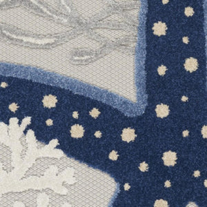 HomeRoots 5' Blue and Gray Indoor Outdoor Area Rug - Durable, Stylish, and Easy to Maintain for Any Space 5' x 8' 385074