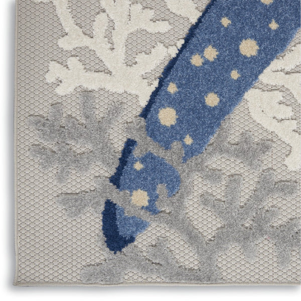 HomeRoots 5' Blue and Gray Indoor Outdoor Area Rug - Durable, Stylish, and Easy to Maintain for Any Space 6' x 9' 385077