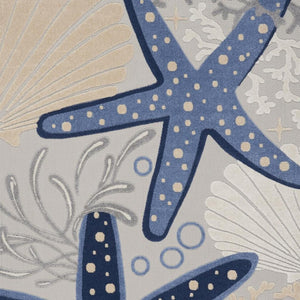 HomeRoots 5' Blue and Gray Indoor Outdoor Area Rug - Durable, Stylish, and Easy to Maintain for Any Space 7' x 10' 385079
