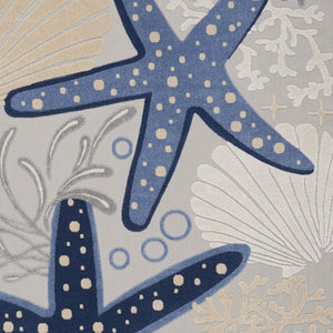HomeRoots 5' Blue and Gray Indoor Outdoor Area Rug - Durable, Stylish, and Easy to Maintain for Any Space 7' x 10' 385079