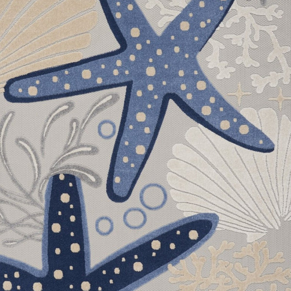 HomeRoots 5' Blue and Gray Indoor Outdoor Area Rug - Durable, Stylish, and Easy to Maintain for Any Space 7' x 10' 385079