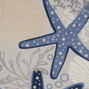 HomeRoots 5' Blue and Gray Indoor Outdoor Area Rug - Durable, Stylish, and Easy to Maintain for Any Space 8' x 11' 385081