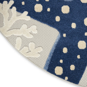 HomeRoots 5' Blue and Gray Indoor Outdoor Area Rug - Durable, Stylish, and Easy to Maintain for Any Space 8' Round 385083