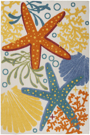 Homeroots 4' Yellow And Ivory Indoor-outdoor Area Rug - Durable, Stylish, And Easy To Maintain For Any Space 4' X 6' Polypropylene 385085