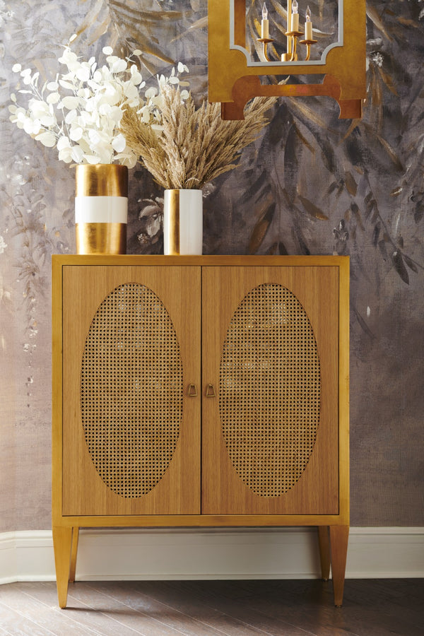 Chelsea House Banded Bradshaw Orrell Ceramic Vase — 14" White Glaze With Antique Gold Leaf Bands, Elegant Accent 385099