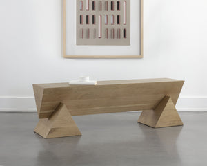 Sunpan Gregor Bench - Stylish Angular Seating in Solid Acacia Wood, Perfect for Contemporary Spaces Rustic Oak
