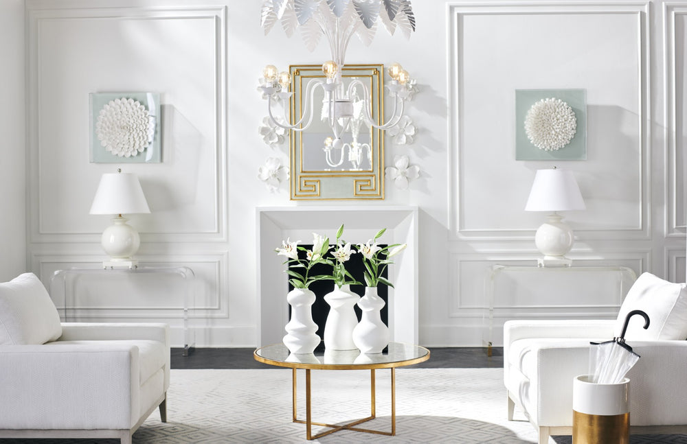 Chelsea House Banded Ceramic Vase By Bradshaw Orrell — 18" Gold Leaf Banded White Glaze Accent For Luxe Decor (18X10) 385100