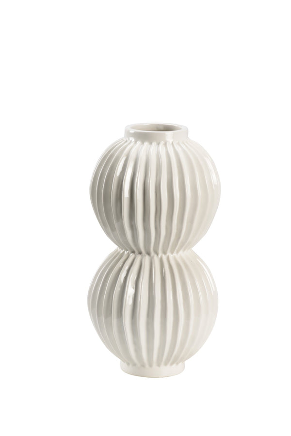 Chelsea House Organic Two-Tier Disc Vase By Elizabeth Wicker — White Glazed Ceramic Sculpture For Modern DéCor 385101
