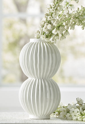 Chelsea House Organic Two-Tier Disc Vase By Elizabeth Wicker — White Glazed Ceramic Sculpture For Modern DéCor 385101