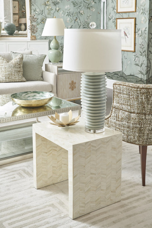 Chelsea House Lotus White Lacquer Candleholders With Gold Leaf Accents – Set Of 2 Sculptural Steel Pillar Stands 385106