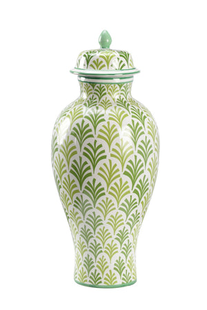Chelsea House Matisse Hand-Painted Green Ceramic Urn By Claire Bell — Classic Covered Memorial Keepsake Accent, 20" 385107