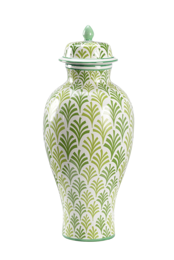 Chelsea House Matisse Hand-Painted Green Ceramic Urn By Claire Bell — Classic Covered Memorial Keepsake Accent, 20" 385107