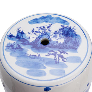 Chelsea House Canton Hand‑Painted Blue & White Garden Seat — Durable Porcelain-Style Stool, Plant Stand, Patio Accent (15.5"H) 385108