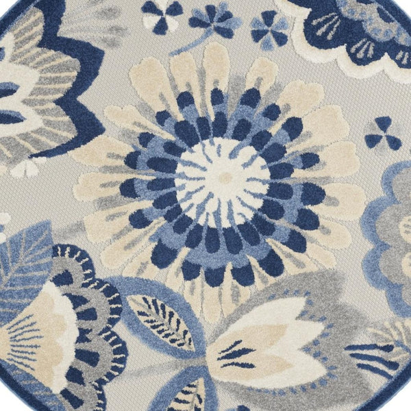 HomeRoots 5' Timeless Blue and Gray Indoor Outdoor Area Rug - Durable, Stylish, Easy Care for Any Space 5? 385108