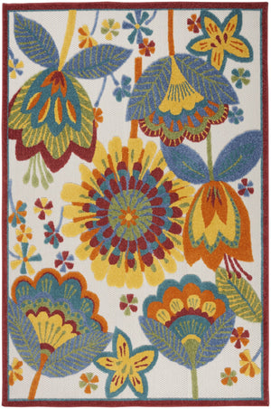 Homeroots 4' Vibrant Yellow And Ivory Indoor Outdoor Area Rug - Perfect For Patio, Kitchen, And More! 4?X6' Polypropylene 385117