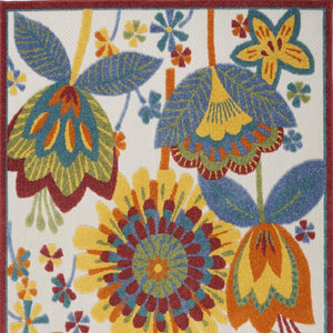HomeRoots 5' Blue and Gray Floral Indoor Outdoor Area Rug - Timeless Elegance for Any Space, Easy Care 5?x8' 385121