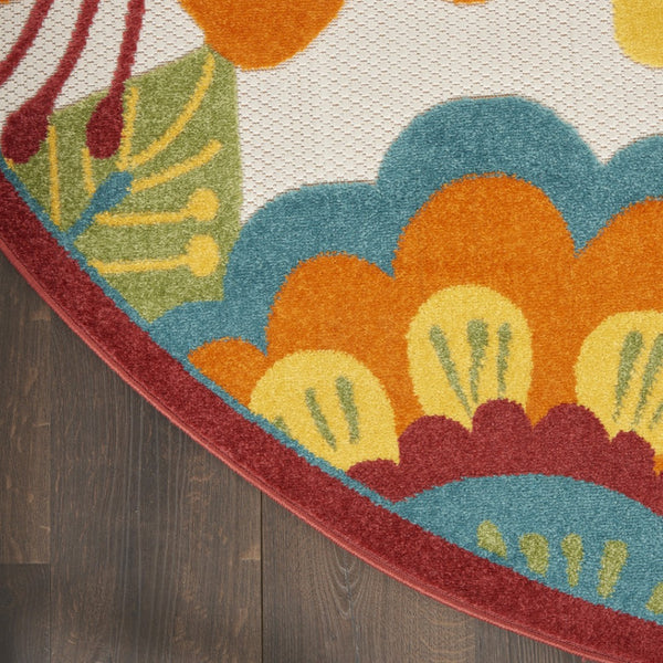 Homeroots 4' Vibrant Yellow And Ivory Indoor Outdoor Area Rug - Perfect For Patio, Kitchen, And More! 5? Polypropylene 385123