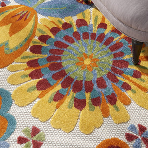 HomeRoots 5' Blue and Gray Floral Indoor Outdoor Area Rug - Timeless Elegance for Any Space, Easy Care 5? 385123