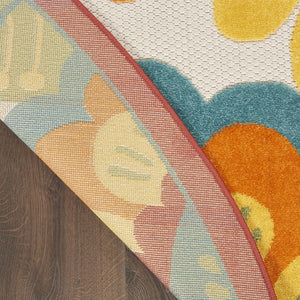 HomeRoots 5' Blue and Gray Floral Indoor Outdoor Area Rug - Timeless Elegance for Any Space, Easy Care 5? 385123