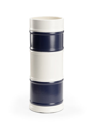 Chelsea House Regatta Nautical Vase By Jamie Merida – 19.5" Matte White & Navy Flag Motif, Coastal Modern Accent Piece 385127