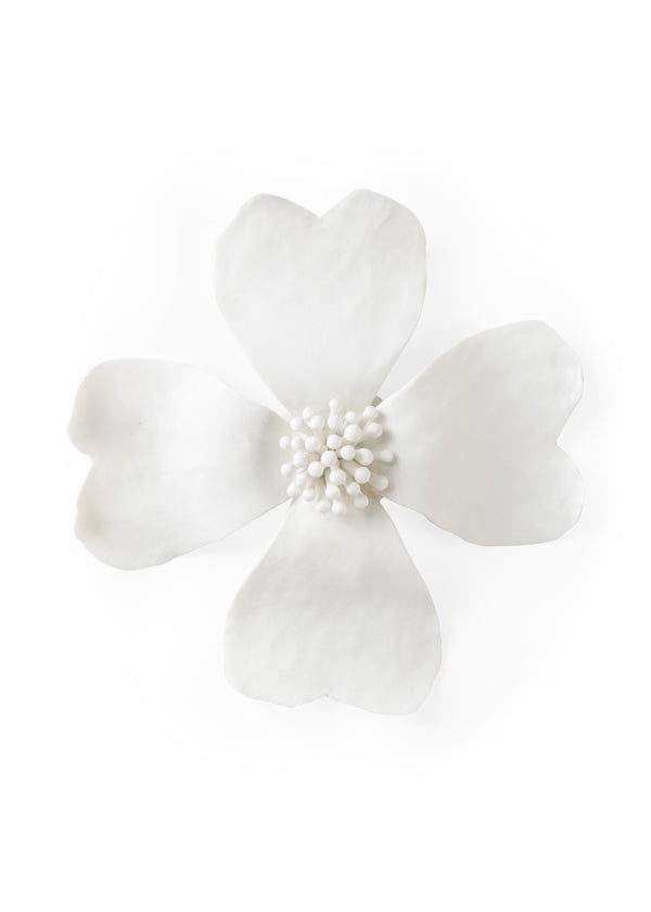Chelsea House Dogwood Matte Ceramic Wall Flower By Elizabeth Wicker — 12" Sculptural Botanical Accent For Walls 385130