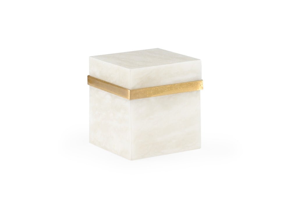 Chelsea House Marble Square Jewel Box By Claire Bell — White Marble & Antique Brass Keepsake Box For Rings 385133