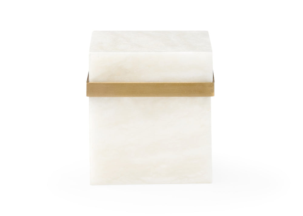 Chelsea House Marble Square Jewel Box By Claire Bell — White Marble & Antique Brass Keepsake Box For Rings 385133