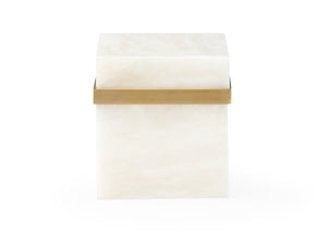 Chelsea House Marble Square Jewel Box By Claire Bell — White Marble & Antique Brass Keepsake Box For Rings 385133