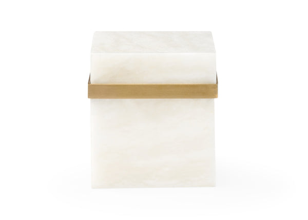 Chelsea House Marble Square Jewel Box By Claire Bell — White Marble & Antique Brass Keepsake Box For Rings 385133