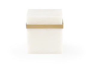 Chelsea House Marble Square Jewel Box By Claire Bell — White Marble & Antique Brass Keepsake Box For Rings 385133