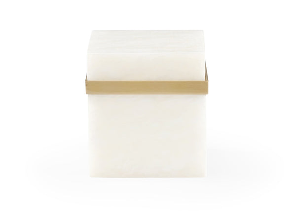Chelsea House Marble Square Jewel Box By Claire Bell — White Marble & Antique Brass Keepsake Box For Rings 385133