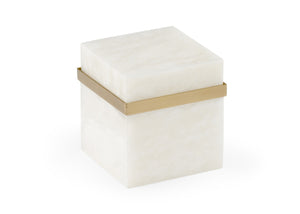 Chelsea House Marble Square Jewel Box By Claire Bell — White Marble & Antique Brass Keepsake Box For Rings 385133