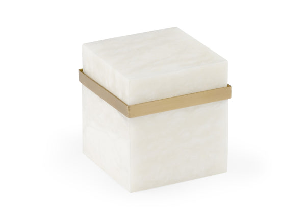 Chelsea House Marble Square Jewel Box By Claire Bell — White Marble & Antique Brass Keepsake Box For Rings 385133