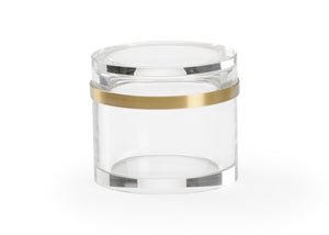 Chelsea House Crystal Round Jewel Box By Claire Bell With Clear Crystal & Polished Brass Band — Elegant 5" Keepsake Holder 385135