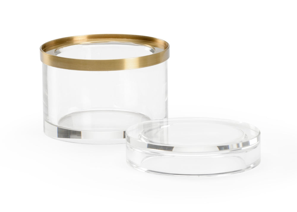 Chelsea House Crystal Round Jewel Box By Claire Bell With Clear Crystal & Polished Brass Band — Elegant 5" Keepsake Holder 385135