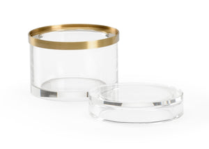 Chelsea House Crystal Round Jewel Box By Claire Bell With Clear Crystal & Polished Brass Band — Elegant 5" Keepsake Holder 385135