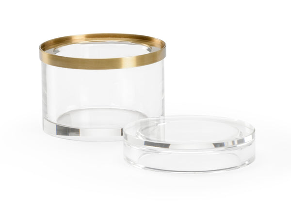 Chelsea House Crystal Round Jewel Box By Claire Bell With Clear Crystal & Polished Brass Band — Elegant 5" Keepsake Holder 385135