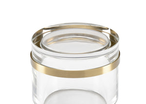 Chelsea House Crystal Round Jewel Box By Claire Bell With Clear Crystal & Polished Brass Band — Elegant 5" Keepsake Holder 385135