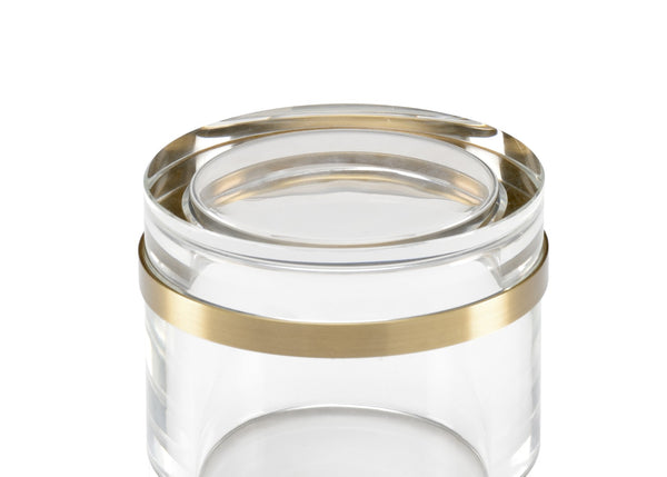 Chelsea House Crystal Round Jewel Box By Claire Bell With Clear Crystal & Polished Brass Band — Elegant 5" Keepsake Holder 385135