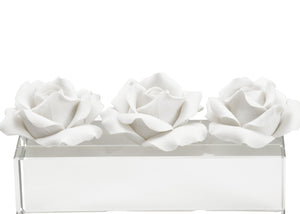 Chelsea House Rose Handcrafted Ceramic Roses On Clear Crystal Base By Claire Bell — Matte White Sculptural Accent, Timeless Decor (9" W X 5.5" H) 385137
