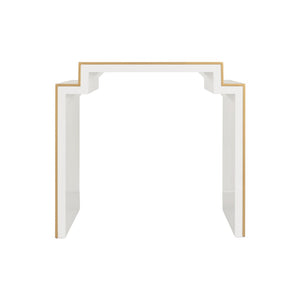 Chelsea House Chatsworth Side Table By Elizabeth Wicker — White Lacquer End Table With Gold Trim, Durable 27" H Surface 385148