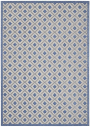 HomeRoots 5' Modern Geometric Area Rug - Durable Indoor/Outdoor Design for High-Traffic Spaces and Easy Care 7'x10' Area Rug Blue Grey 385157