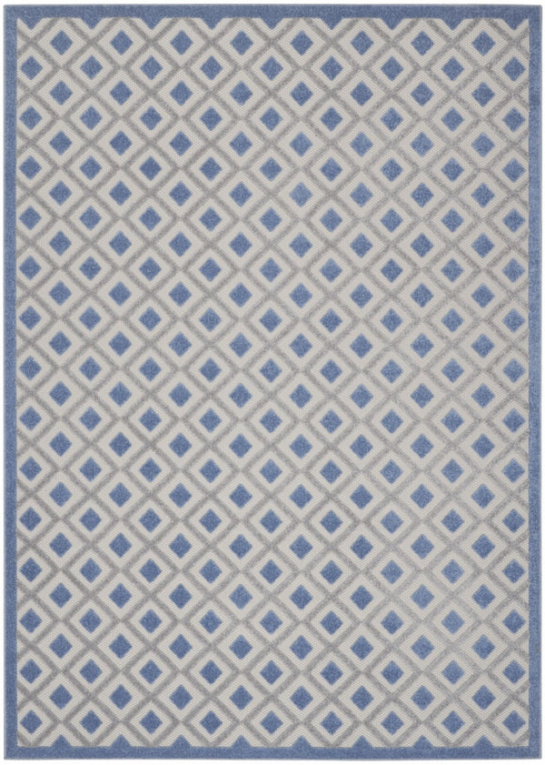 HomeRoots 5' Modern Geometric Area Rug - Durable Indoor/Outdoor Design for High-Traffic Spaces and Easy Care 7'x10' Area Rug Blue Grey 385157