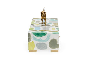 Chelsea House Pointer Handcrafted Hinged Wood Box With Vibrant Blues, Greens & Antique Gold Dog Accent For DéCor Organizing 385160