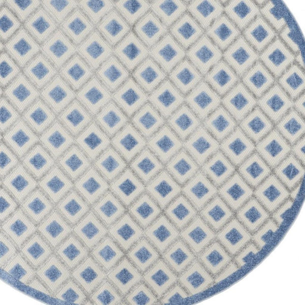 HomeRoots 5' Modern Geometric Area Rug - Durable Indoor/Outdoor Design for High-Traffic Spaces and Easy Care 8' Round Area Rug Blue Grey 385161