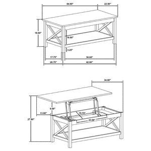 English Elm 44-inch Lift Top Coffee Table Pine X-frame Base with Hidden Storage Farmhouse Living Room B016P473414