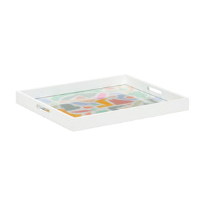 Chelsea House Coloring Hand-Painted Wood Serving Tray By Elaine Burge — Vibrant Glass-Sealed Art, Cut-Handle Design 385164