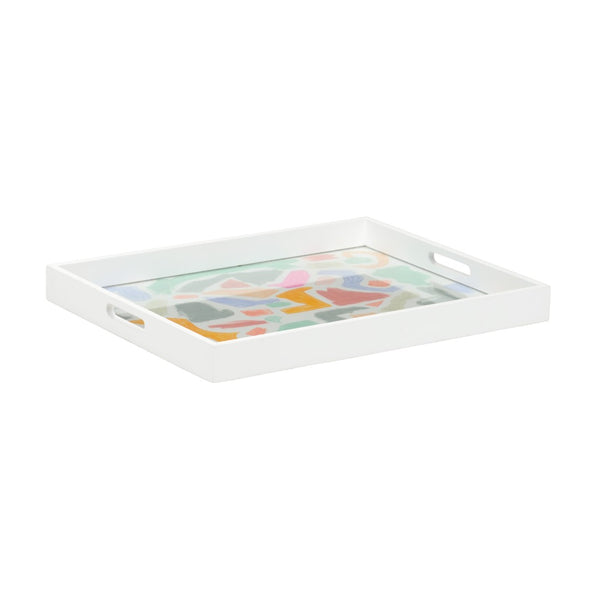 Chelsea House Coloring Hand-Painted Wood Serving Tray By Elaine Burge — Vibrant Glass-Sealed Art, Cut-Handle Design 385164